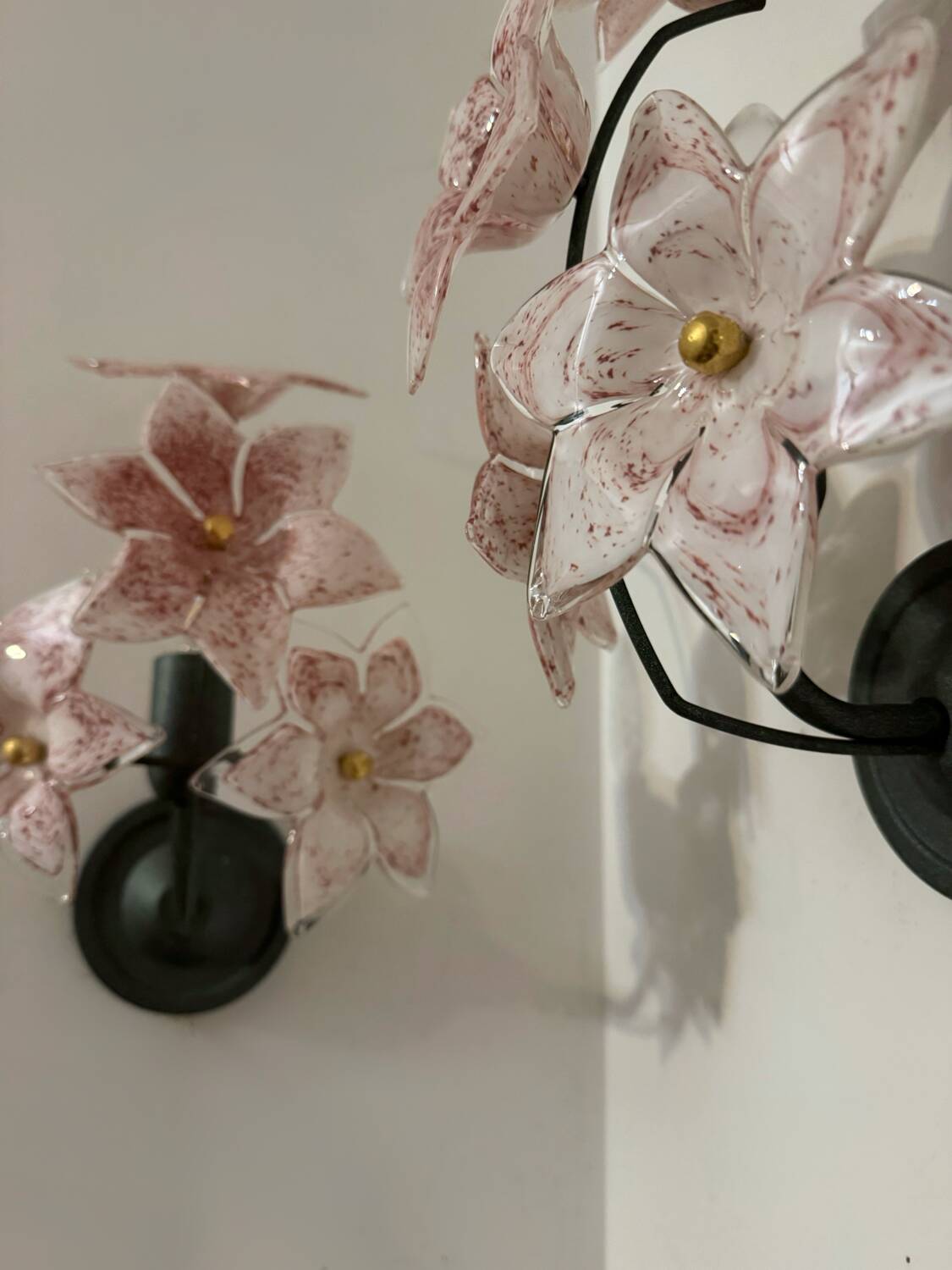 Murano floral wall lights from the 1970s