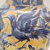 Handmade Yellow and Blue Glazed Ceramic Amphora Vase by Zulimo Aretini, Ita