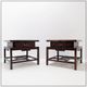 Pair of vintage pagoda tables in faux bamboo with chevron pattern - Maitland & Clasco