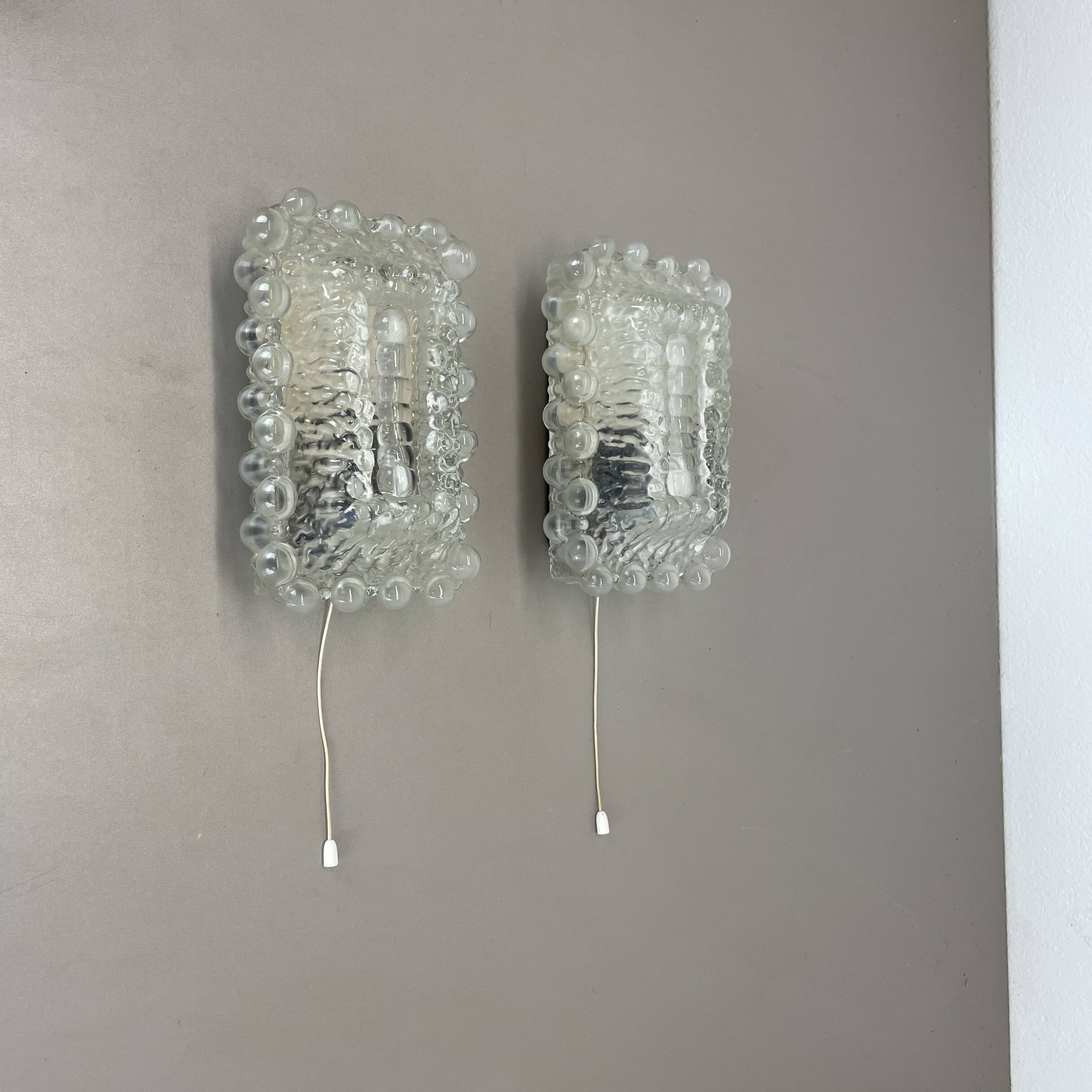 Set of Two "BUBBLE" Tynell Style Glass Wall Light Sconces, Germany, 1970s