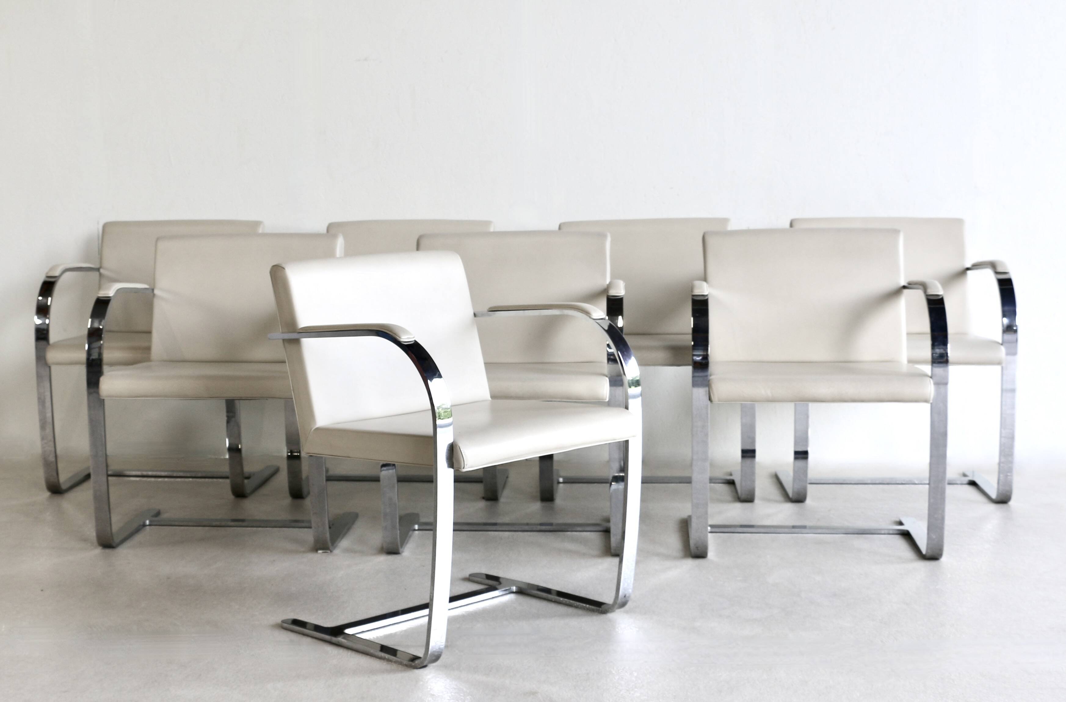 A set of eight BRNO chairs by Mies Van Der Rohe, 1980s.