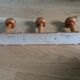 Bamboo-style wall coat holder with 3 mushroom hooks