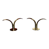 Pair of vintage brass candle holders by ivar alenius-bjork for ystad metal sweden 1939