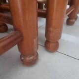 4 chairs and stools, brutalist art, straw and wood