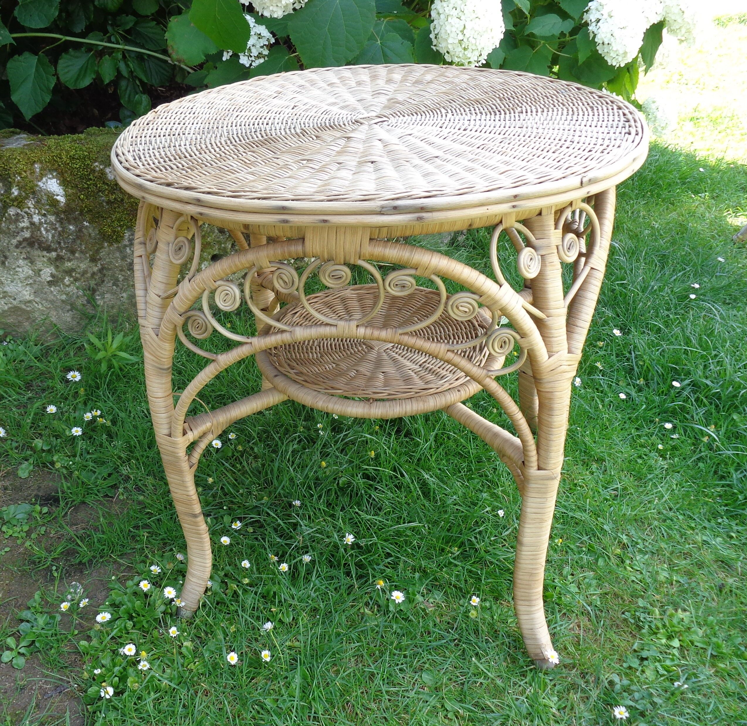 Peacock vintage rattan table