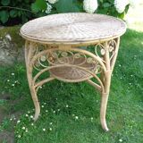 Table en rotin peacock vintage