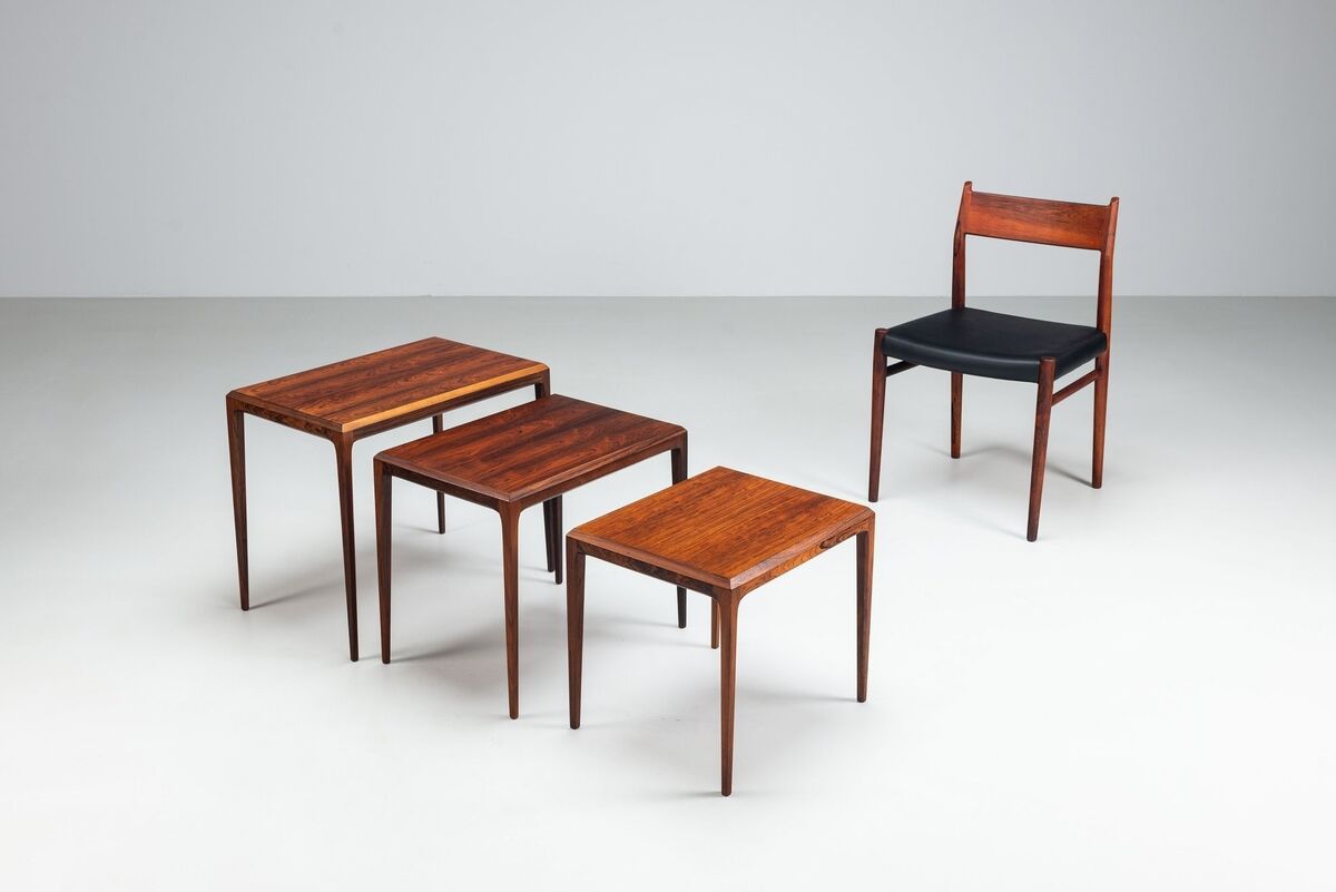 Johannes Andersen set of nesting tables in rosewood Silkeborg Denmark 1960