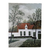 Tableau Naïf acrylique sur toile paysage décoration campagne