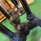 Pedestal table in blackened and fruit wood