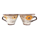 Duo de tasses vintage en grès 70's –  matcha ou café