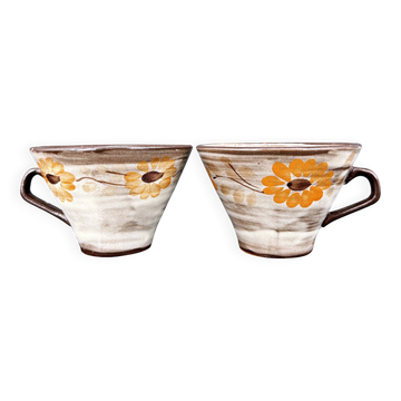 Duo de tasses vintage en grès 70's –  matcha ou café