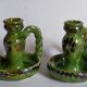 Duo of vintage potter's ceramic candle holders Regional Folk Art