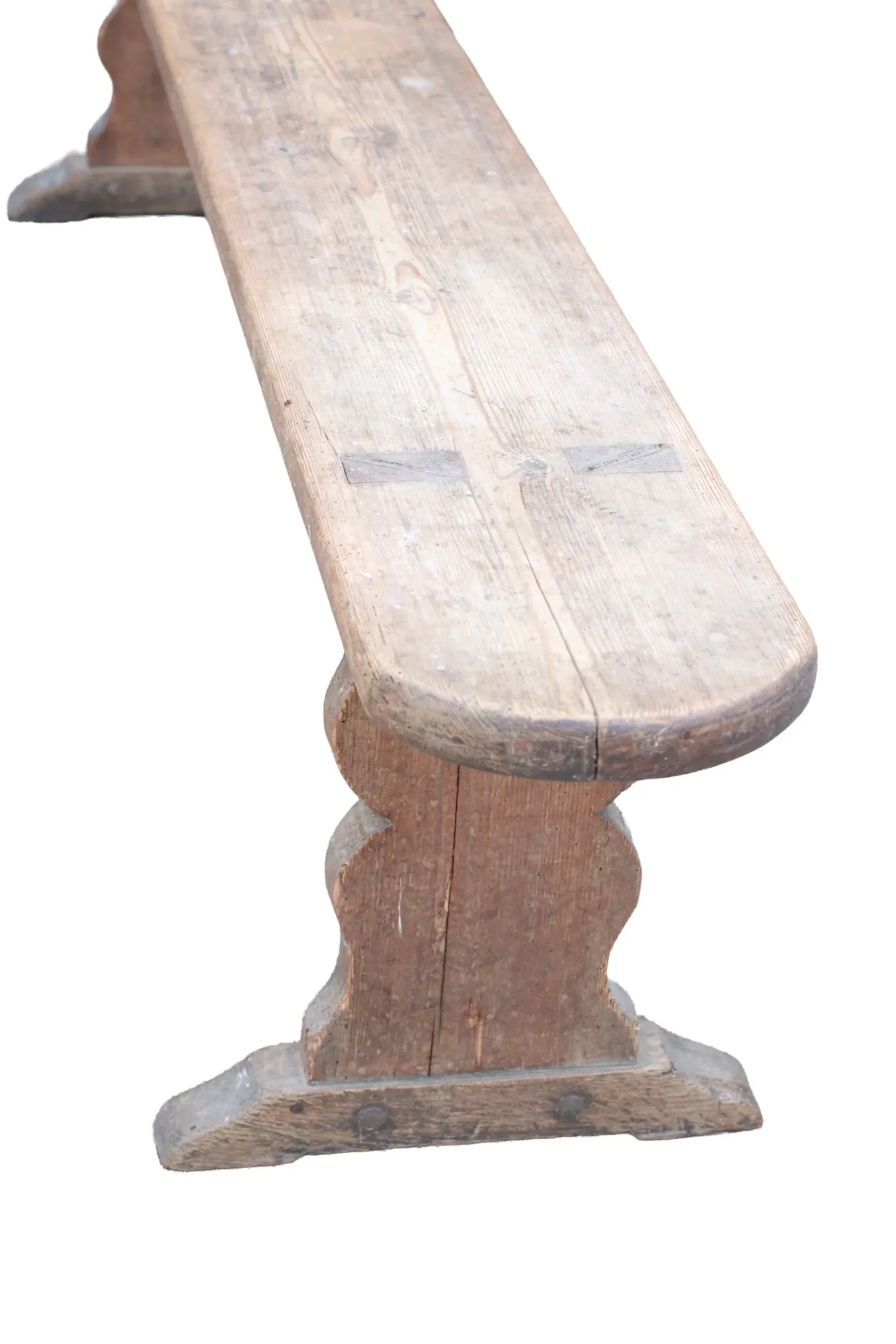 Long French wabi-sabi bench in weathered pine – circa 1900