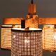 Vintage cane and brass ceiling lamp, 1980s, Italy.