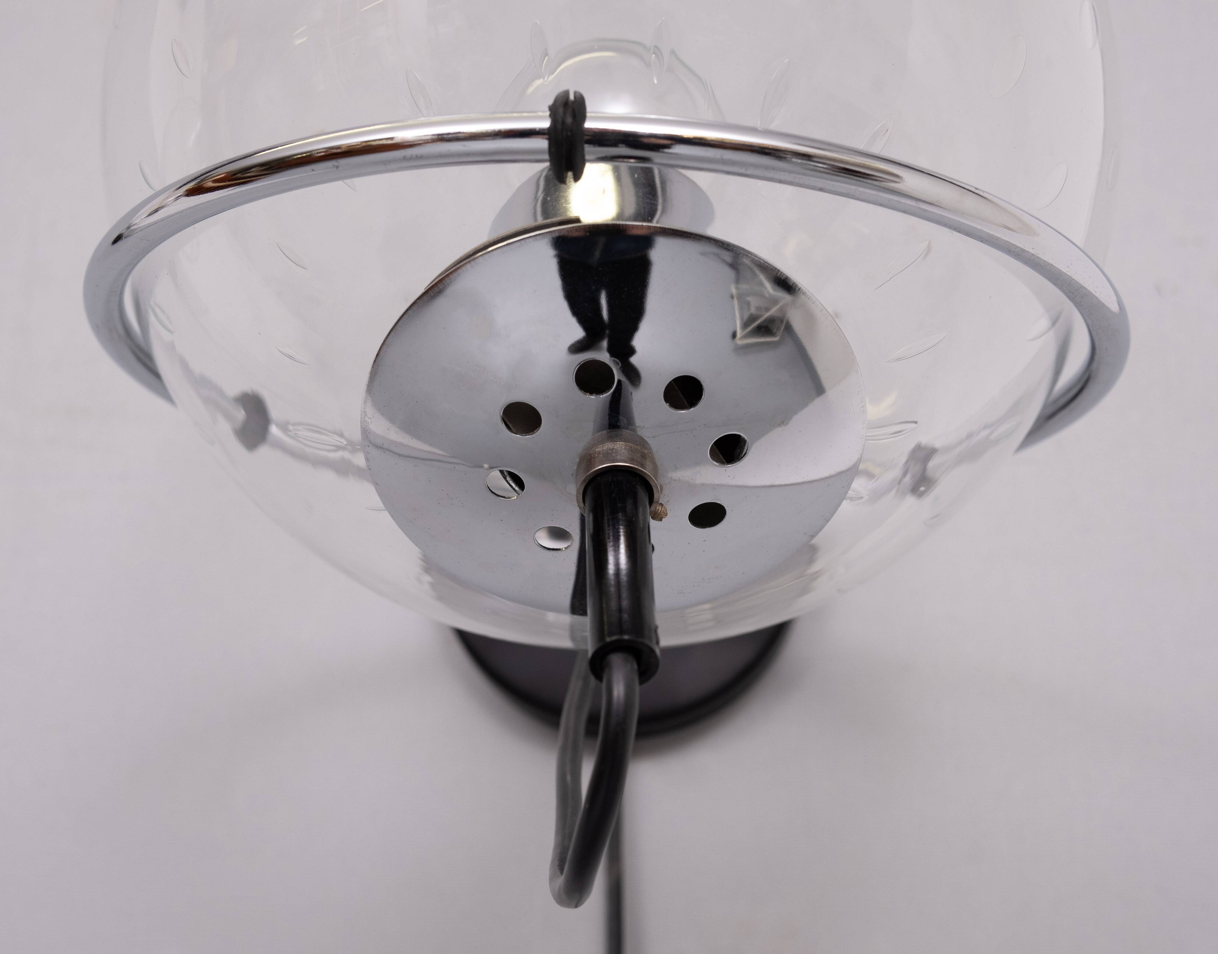 set Basket-Globe wall lamps with raindrop glass bowl by Raak, 1970s