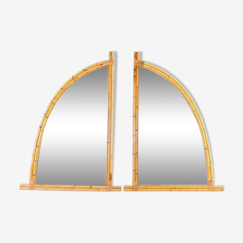 Pair of rattan “sail” mirrors