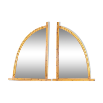 Pair of rattan “sail” mirrors