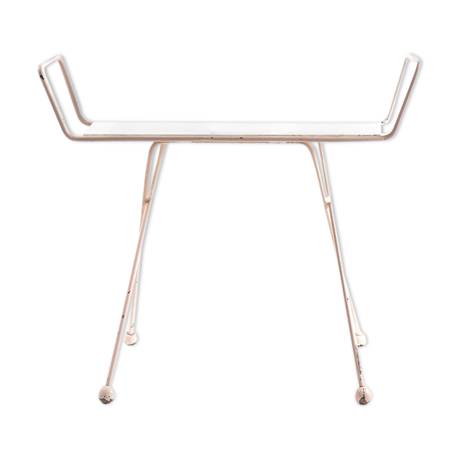 Midcentury Pink Metal Plant Etagere With White Opaline Glass, 1960s
