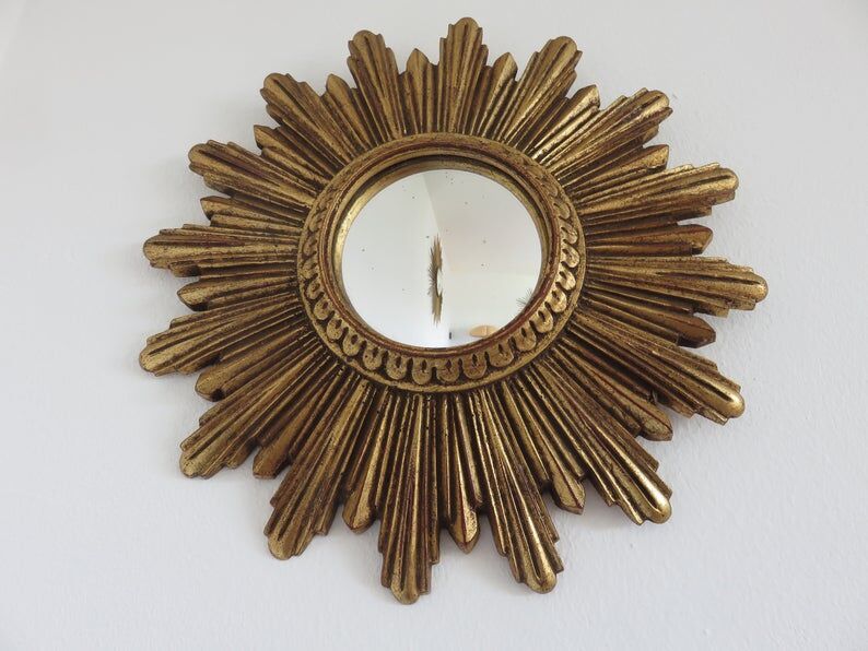 Golden sun mirror witch eye years 60 70 - 25x25cm