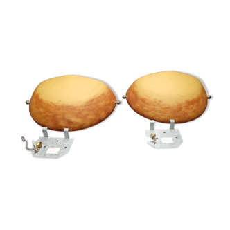 Pair of Art Deco sconces in glass paste