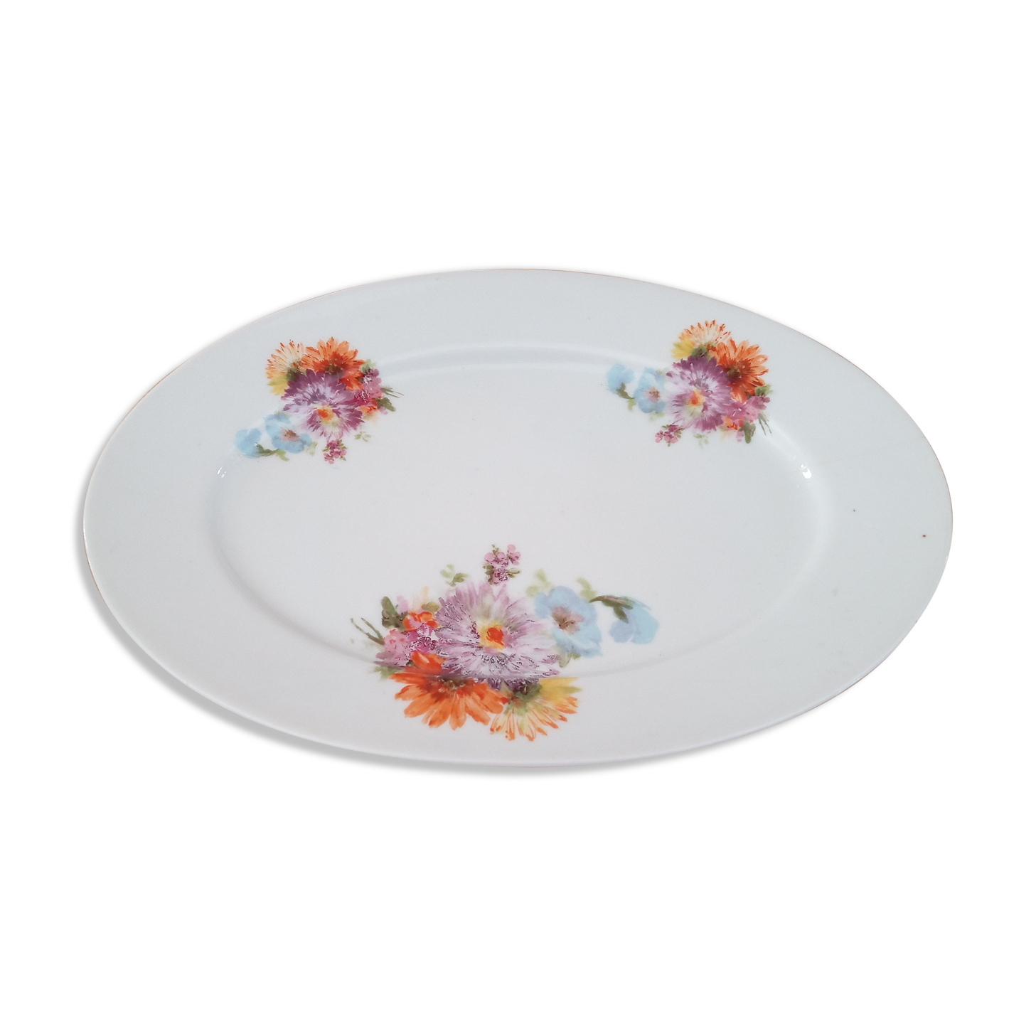 Plat de service ovale à décor floral