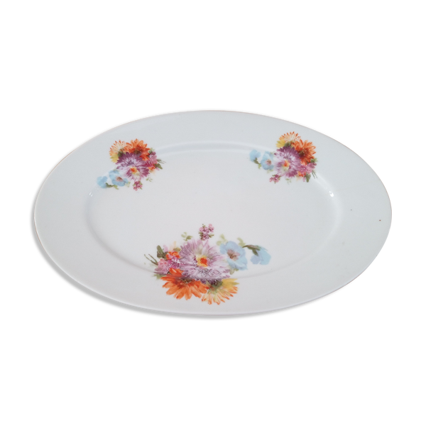 Plat de service ovale à décor floral