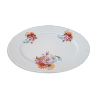 Oval serving dish with floral decoration