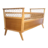 Wooden and rattan cot