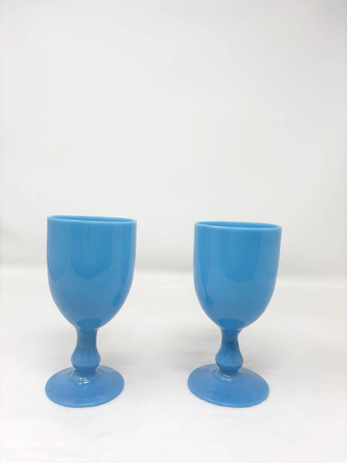 2 blue opaline glasses from Portieux