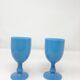 2 blue opaline glasses from Portieux