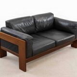 Bastiano Leather Sofa in Black by Tobia Scarpa for Gavina / Knoll