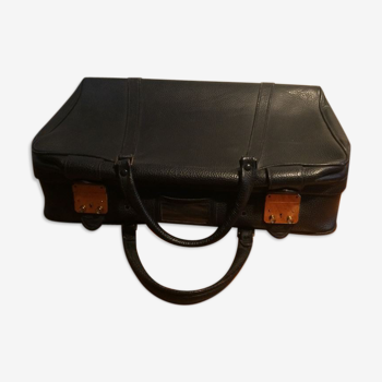 Valise en cuir noir vintage