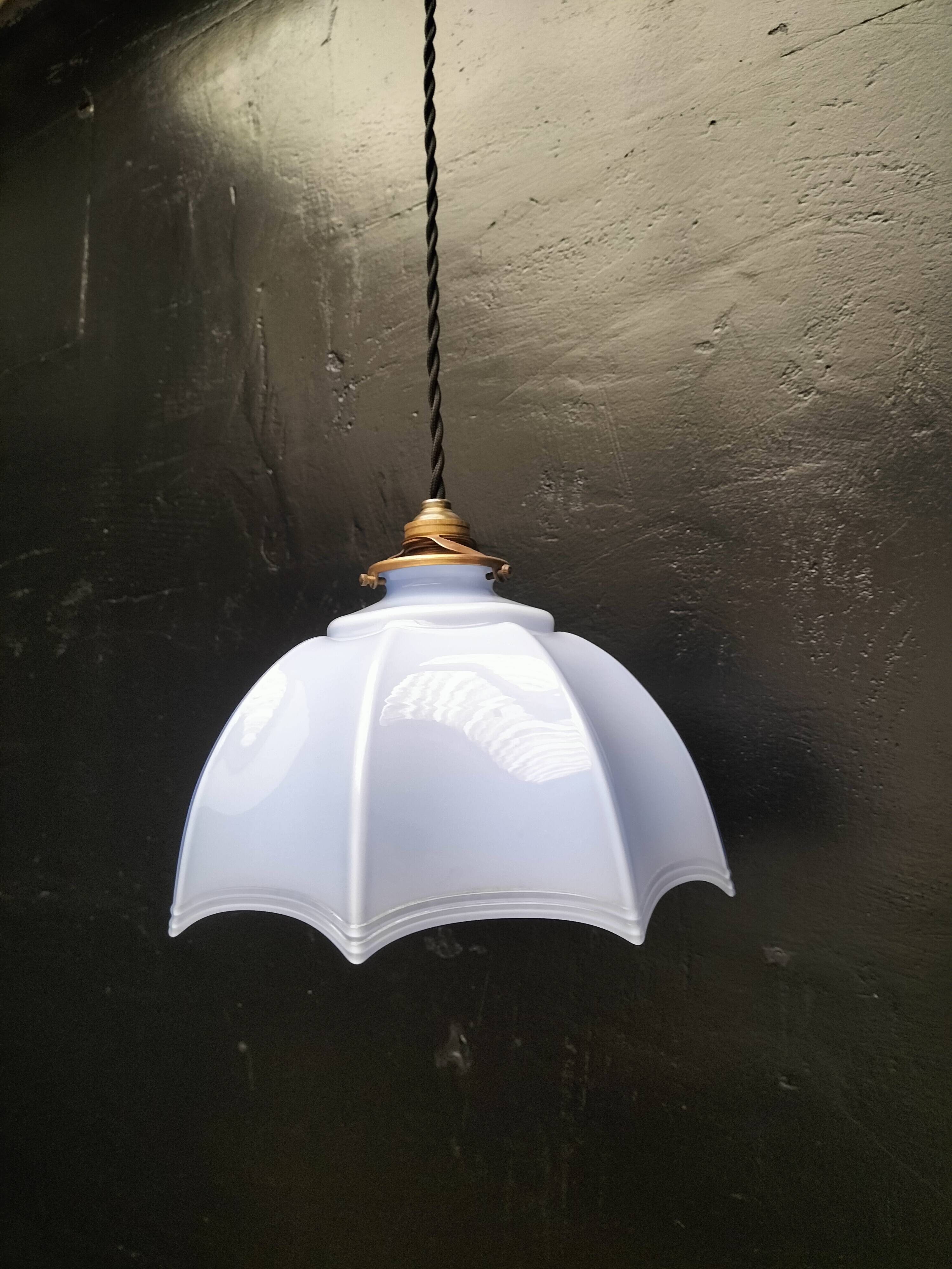 Blue opaline pendant light