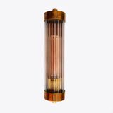 Cylindrical wall light with streaked glass and brass