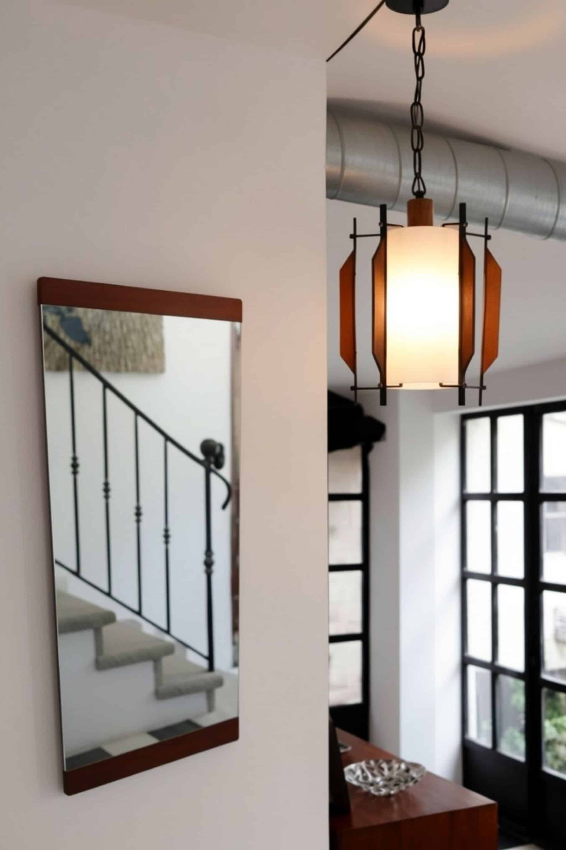 Suspension Mid-Century design italien, opalin-bois, années 50-60