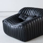 Black Leather Sandra Sofa Set by Annie Hieronimus for Ligne Roset, 1973, Set of 6