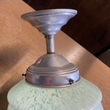 Art Deco hanging globe, Clichy glass, pale green, early 20th century.