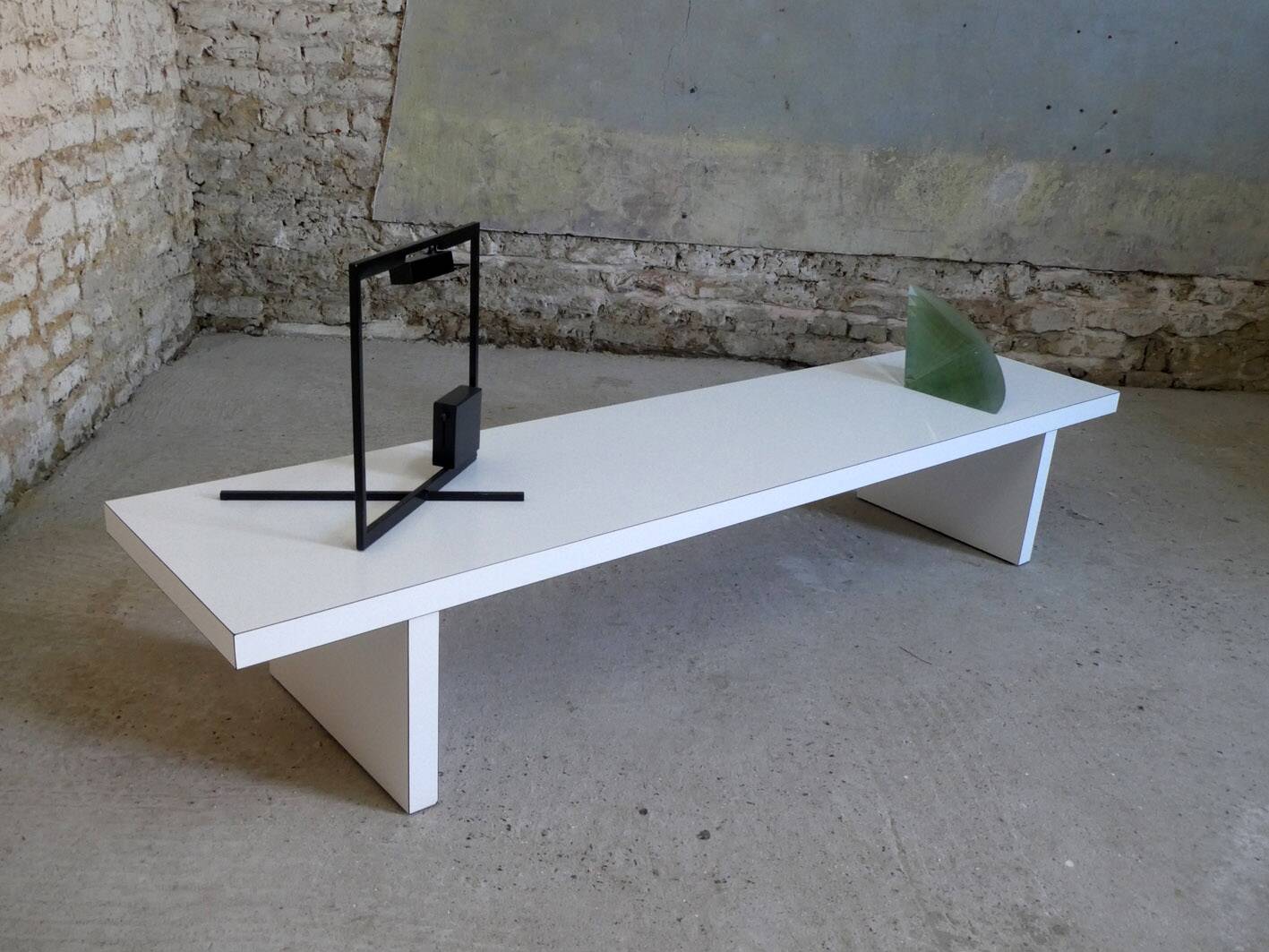 large white Formica coffee table, 1980