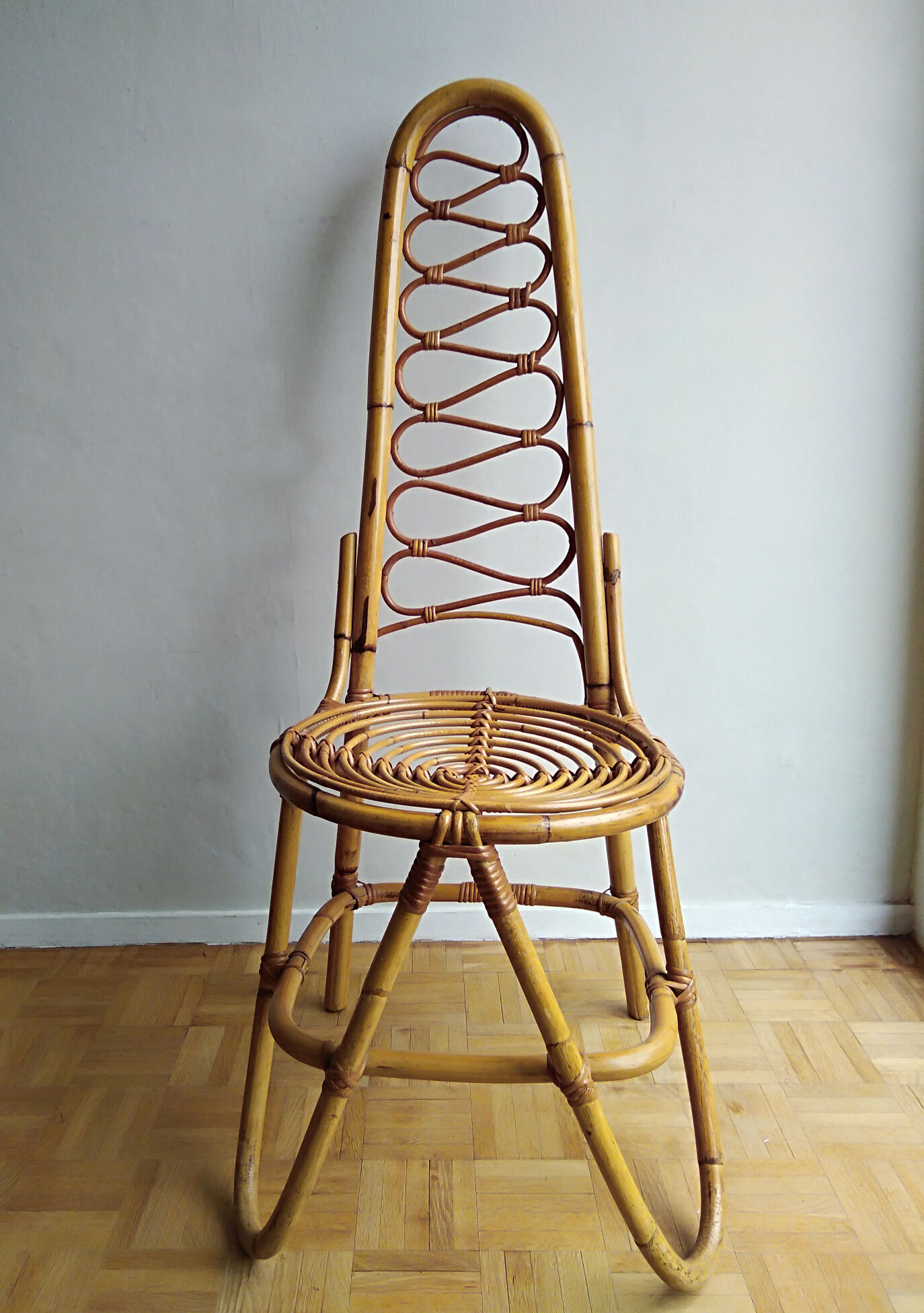 Chair rattan french work of the 1960