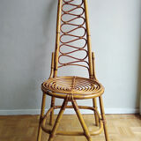 Chair rattan french work of the 1960