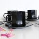 Set de 6 tasses et sous tasses noires, Arcoroc, série Octime, 1980, vintage français