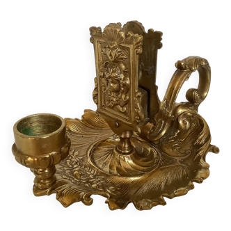 Putti bronze match holder candle holder