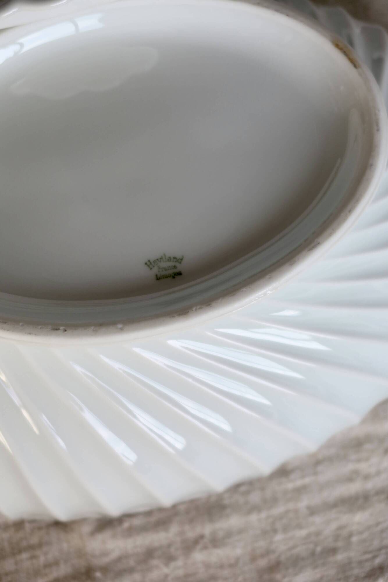 Vintage white porcelain soup tureen with twists from Limoges Haviland