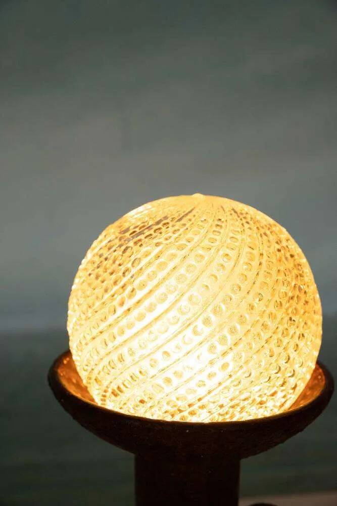 Vintage ceramic table lamp with a space age or bold look, fat lava ceramic from the 1960s.