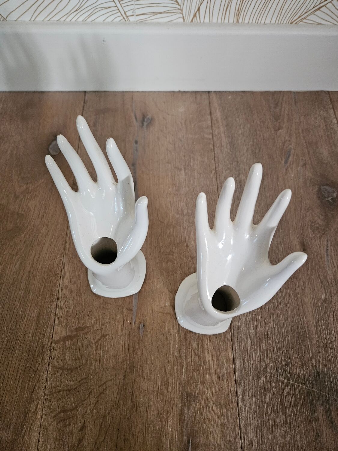 Pair of ceramic hand-held soliflores