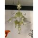 Floral and Green Leaf Milky “Calle” Glass Chandelier