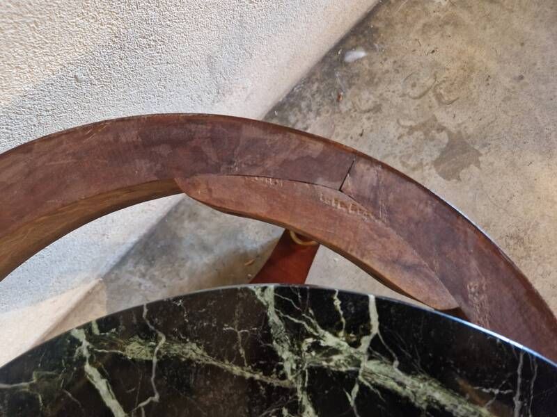 Empire period guéridon table in mahogany veneer and green marble 1830
