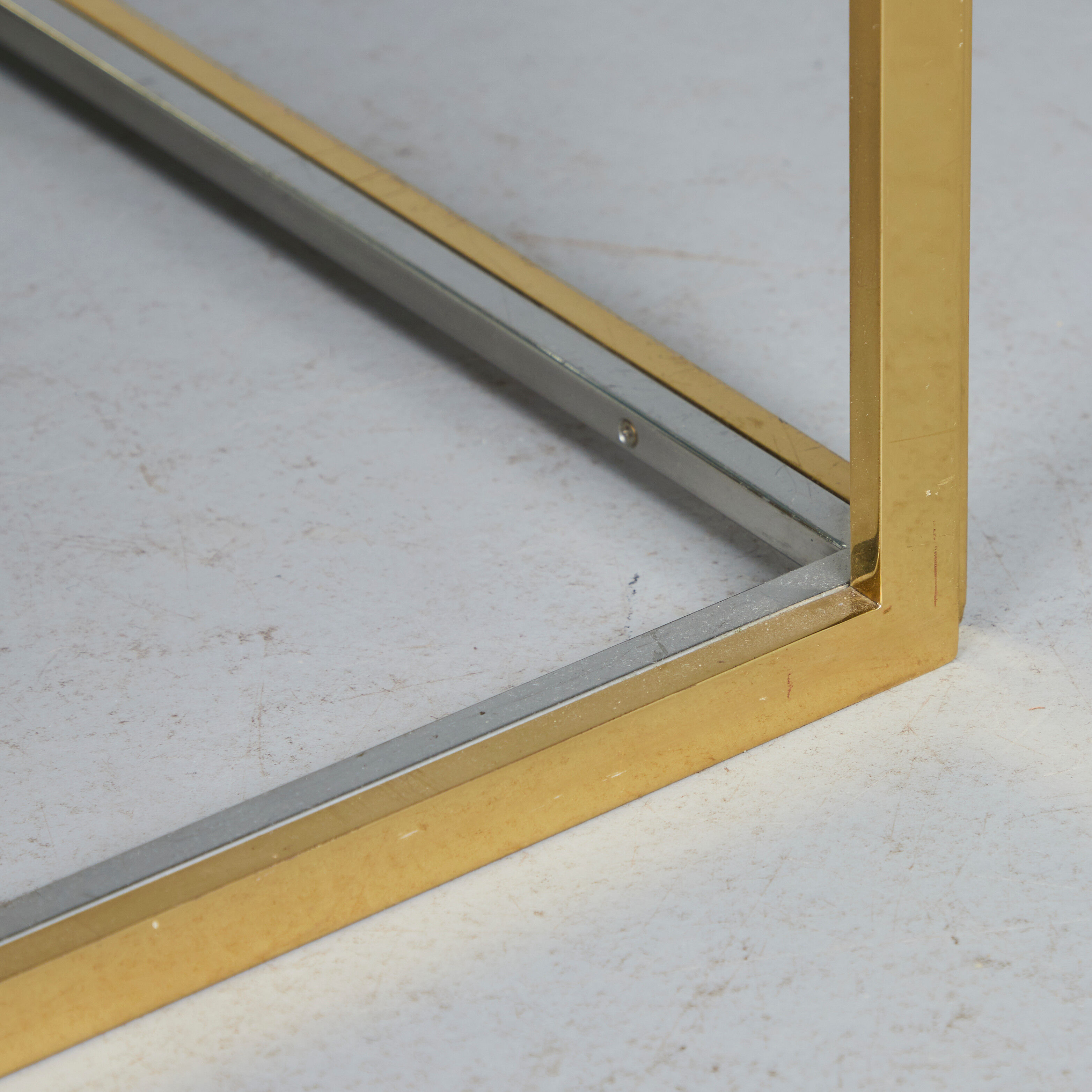 Brass and chrome coffee table with four nesting tables 1970