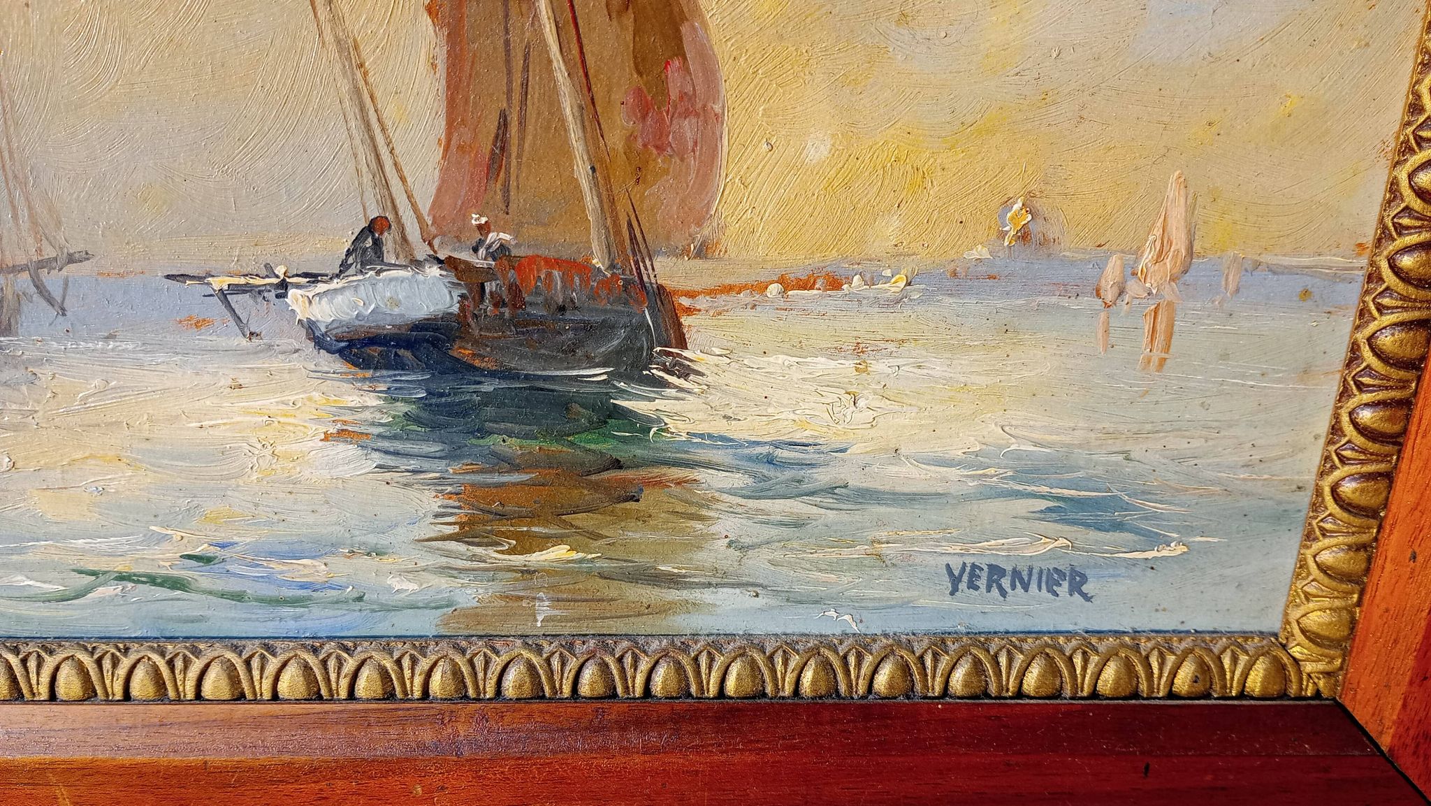 peinture a l'huile sur carton ( voiliers)
