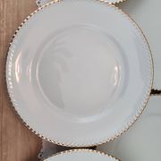 Set of 11 flat plates in porcelain Bavaria beige bordered gold model Jutta